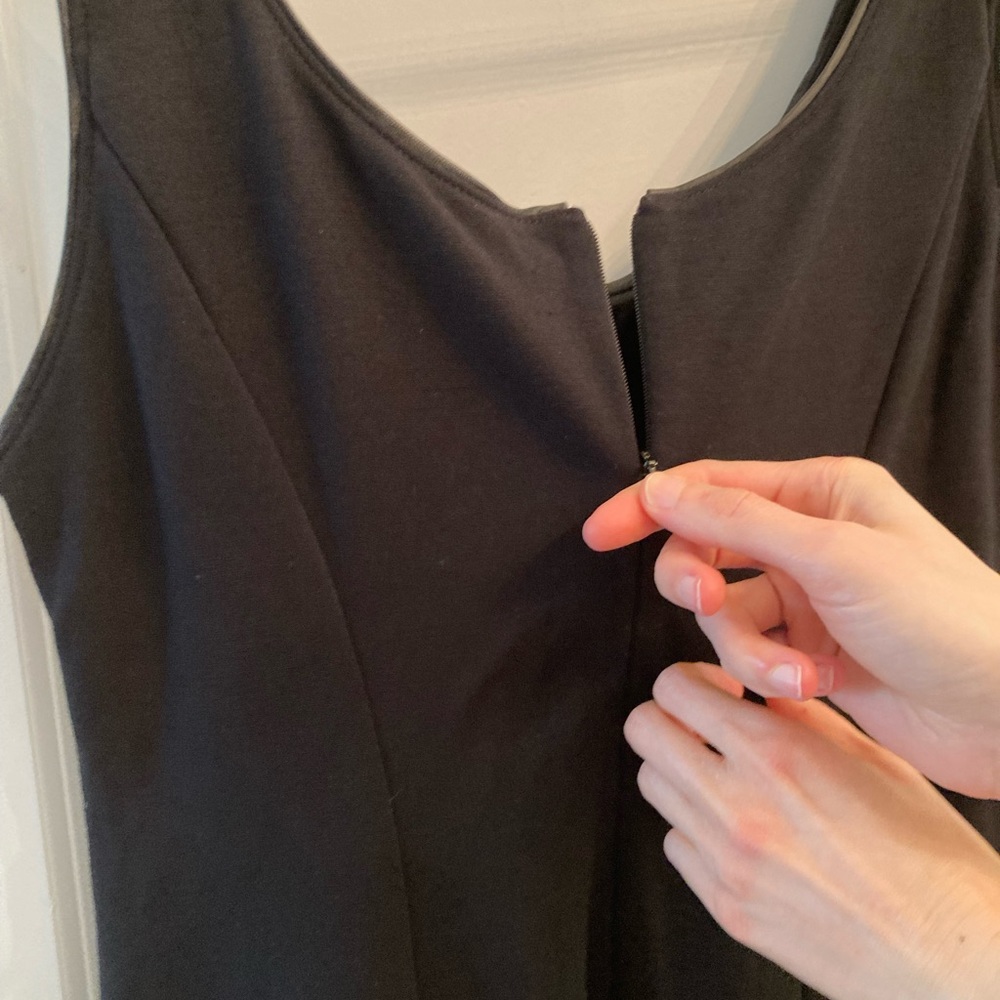 Eileen Fisher black ponte leather trim dress XS - Picture 8 of 9